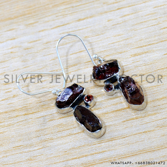 Garnet 925 Sterling Silver Earrings (SJWE-969)
