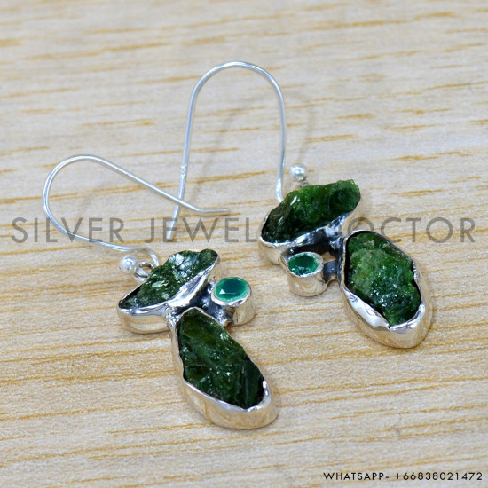 Green Onyx 925 Sterling Silver Earrings (SJWE-972)