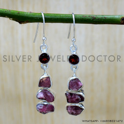 Garnet 925 Sterling Silver Earrings (SJWE-975)