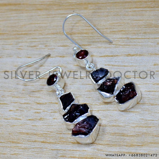 Garnet 925 Sterling Silver Earrings (SJWE-979)