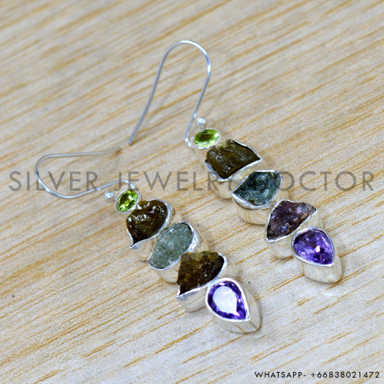 Aquamarine 925 Sterling Silver Earrings (SJWE-982)
