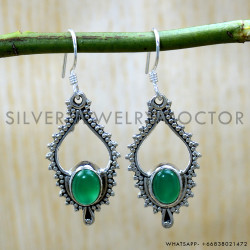 Green Onyx 925 Sterling Silver Earrings (SJWE-987)