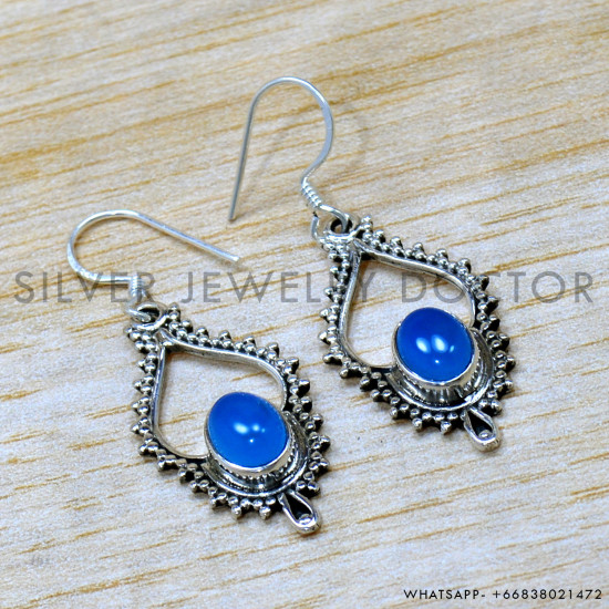 Chalcedony 925 Sterling Silver Earrings (SJWE-988)
