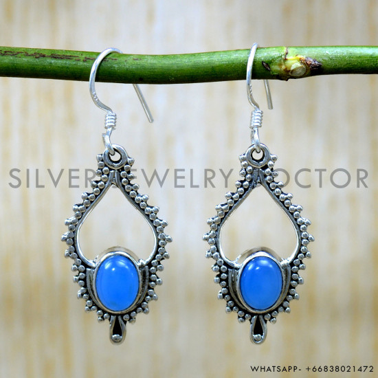 Chalcedony 925 Sterling Silver Earrings (SJWE-988)