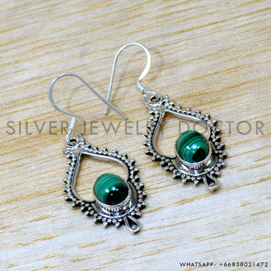 Malachite 925 Sterling Silver Earrings (SJWE-989) Malachite 925 Sterling Silver Earrings (SJWE-989)