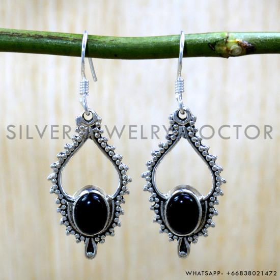 Black Onyx 925 Sterling Silver Earrings (SJWE-990) Black Onyx 925 Sterling Silver Earrings (SJWE-990)