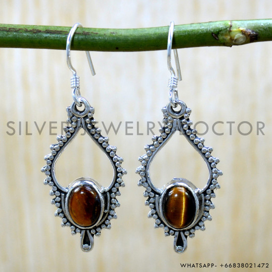 Tiger Eye 925 Sterling Silver Earrings (SJWE-991) Tiger Eye 925 Sterling Silver Earrings (SJWE-991)
