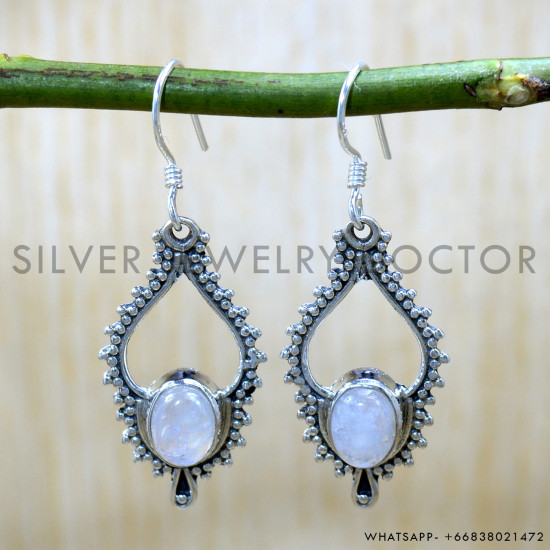 Rainbow Moonstone 925 Sterling Silver Earrings (SJWE-992) Rainbow Moonstone 925 Sterling Silver Earrings (SJWE-992)