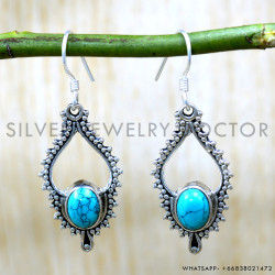 Turquoise 925 Sterling Silver Earrings (SJWE-993)