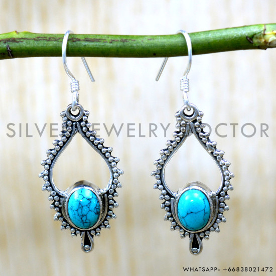 Turquoise 925 Sterling Silver Earrings (SJWE-993) Turquoise 925 Sterling Silver Earrings (SJWE-993)