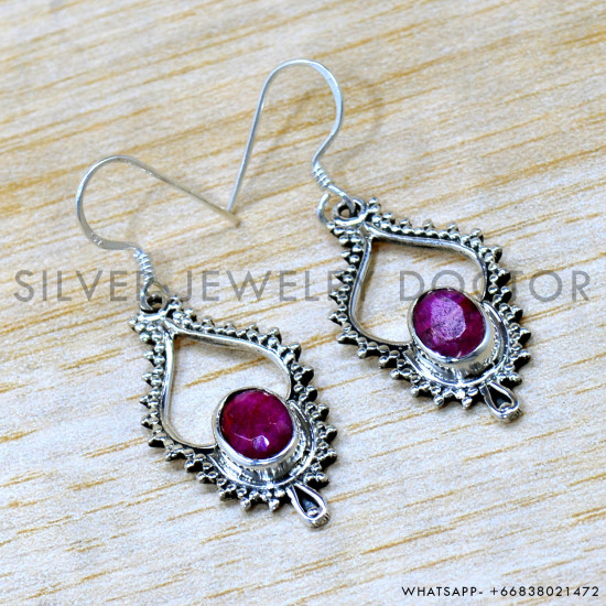 Ruby 925 Sterling Silver Earrings (SJWE-996) Ruby 925 Sterling Silver Earrings (SJWE-996)
