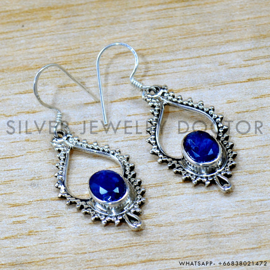 Sapphire 925 Sterling Silver Earrings (SJWE-997) Sapphire 925 Sterling Silver Earrings (SJWE-997)