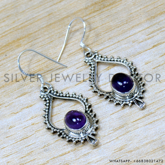 Amethyst 925 Sterling Silver Earrings (SJWE-998) Amethyst 925 Sterling Silver Earrings (SJWE-998)