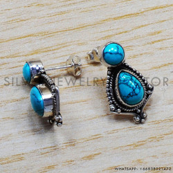 Turquoise 925 Sterling Silver Earrings (SJWES-1) Turquoise 925 Sterling Silver Earrings (SJWES-1)