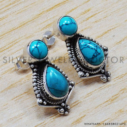 Turquoise 925 Sterling Silver Earrings (SJWES-1)