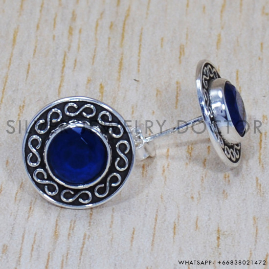 Sapphire 925 Sterling Silver Earrings (SJWES-105) Sapphire 925 Sterling Silver Earrings (SJWES-105)