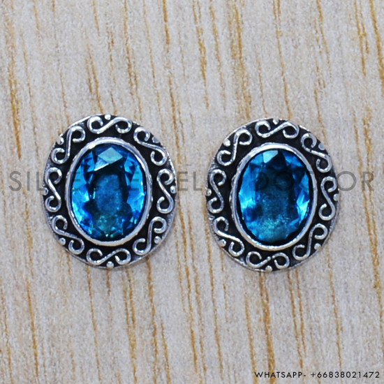 Blue Topaz 925 Sterling Silver Earrings (SJWES-108) Blue Topaz 925 Sterling Silver Earrings (SJWES-108)
