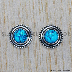 Turquoise 925 Sterling Silver Earrings (SJWES-117)