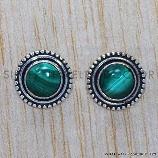 Malachite 925 Sterling Silver Earrings (SJWES-122) Malachite 925 Sterling Silver Earrings (SJWES-122)