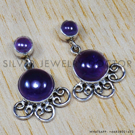 Amethyst 925 Sterling Silver Earrings (SJWES-13) Amethyst 925 Sterling Silver Earrings (SJWES-13)