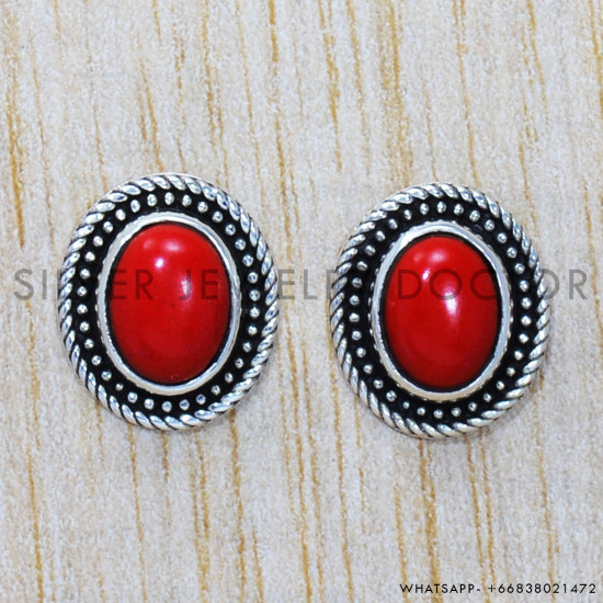 Coral 925 Sterling Silver Earrings (SJWES-130) Coral 925 Sterling Silver Earrings (SJWES-130)