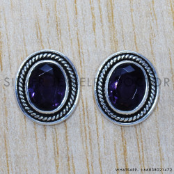 Amethyst 925 Sterling Silver Earrings (SJWES-138)