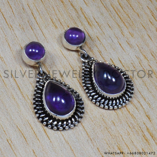 Amethyst 925 Sterling Silver Earrings (SJWES-14) Amethyst 925 Sterling Silver Earrings (SJWES-14)
