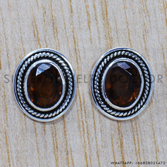 Smoky Quartz 925 Sterling Silver Earrings (SJWES-140) Smoky Quartz 925 Sterling Silver Earrings (SJWES-140)