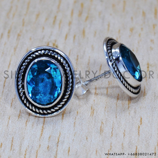 Blue Topaz 925 Sterling Silver Earrings (SJWES-142) Blue Topaz 925 Sterling Silver Earrings (SJWES-142)