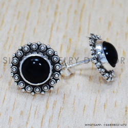 Black Onyx 925 Sterling Silver Earrings (SJWES-157)