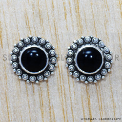 Black Onyx 925 Sterling Silver Earrings (SJWES-157)