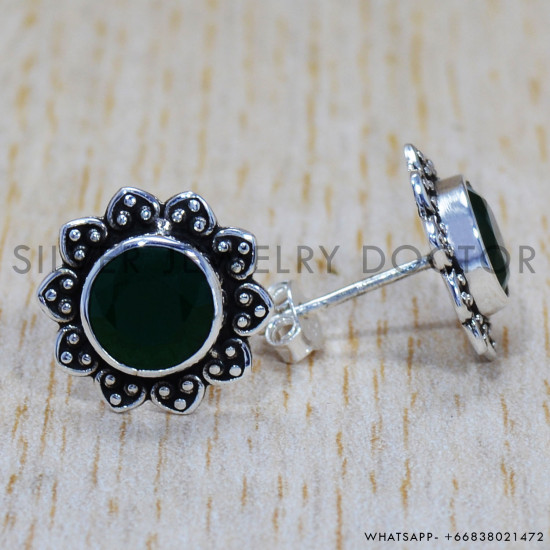 Emerald 925 Sterling Silver Earrings (SJWES-159) Emerald 925 Sterling Silver Earrings (SJWES-159)
