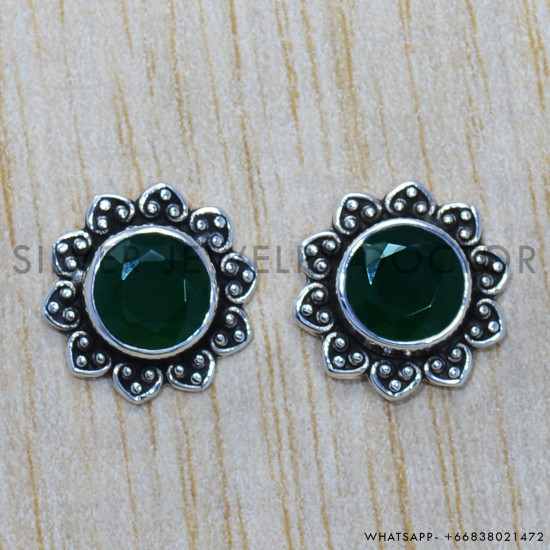 Emerald 925 Sterling Silver Earrings (SJWES-159) Emerald 925 Sterling Silver Earrings (SJWES-159)