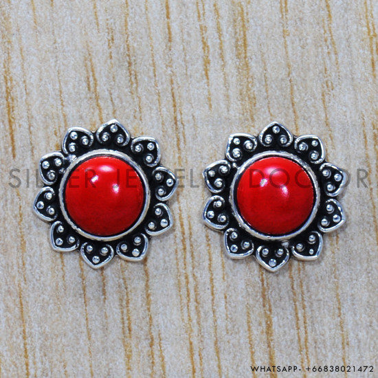 Coral 925 Sterling Silver Earrings (SJWES-163) Coral 925 Sterling Silver Earrings (SJWES-163)