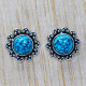 Authentic 925 Sterling Silver Woman Jewelry Turquoise Gemstone Stud Earring SJWES-165