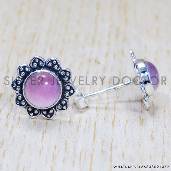 Rose Quartz 925 Sterling Silver Earrings (SJWES-166) Rose Quartz 925 Sterling Silver Earrings (SJWES-166)