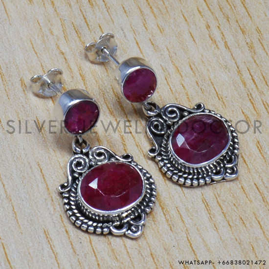 Ruby 925 Sterling Silver Earrings (SJWES-17) Ruby 925 Sterling Silver Earrings (SJWES-17)