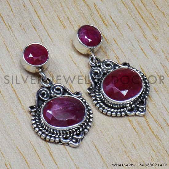 Ruby 925 Sterling Silver Earrings (SJWES-17) Ruby 925 Sterling Silver Earrings (SJWES-17)