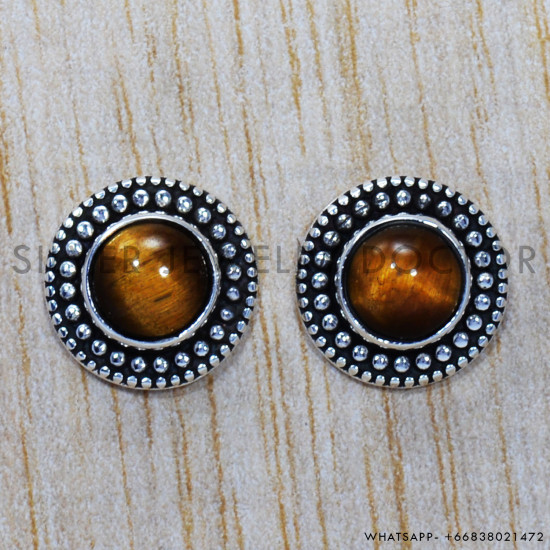 Tiger Eye 925 Sterling Silver Earrings (SJWES-172) Tiger Eye 925 Sterling Silver Earrings (SJWES-172)