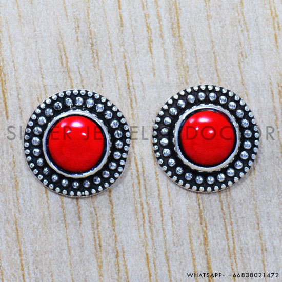 Coral 925 Sterling Silver Earrings (SJWES-174) Coral 925 Sterling Silver Earrings (SJWES-174)