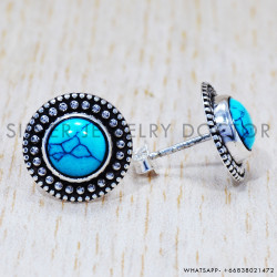 Turquoise 925 Sterling Silver Earrings (SJWES-175)