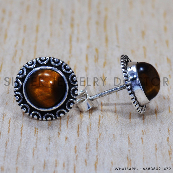 Tiger Eye 925 Sterling Silver Earrings (SJWES-182) Tiger Eye 925 Sterling Silver Earrings (SJWES-182)