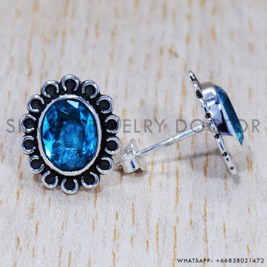 Blue Topaz 925 Sterling Silver Earrings (SJWES-186) Blue Topaz 925 Sterling Silver Earrings (SJWES-186)