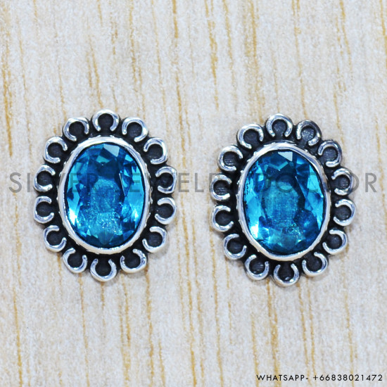 Blue Topaz 925 Sterling Silver Earrings (SJWES-186) Blue Topaz 925 Sterling Silver Earrings (SJWES-186)