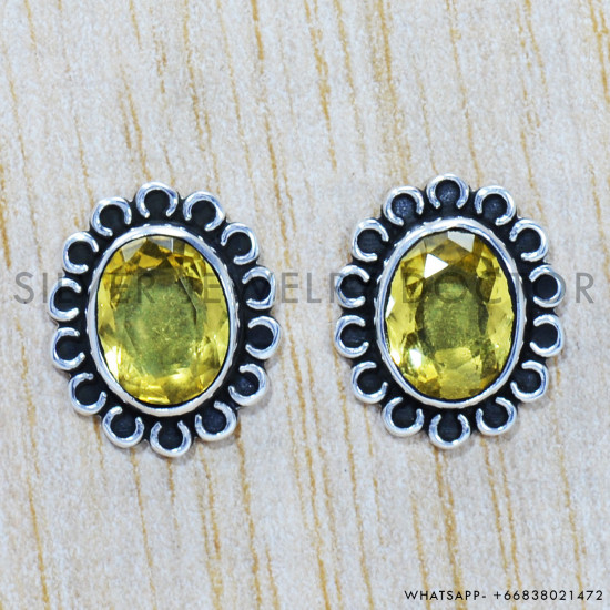 Citrine 925 Sterling Silver Earrings (SJWES-188)