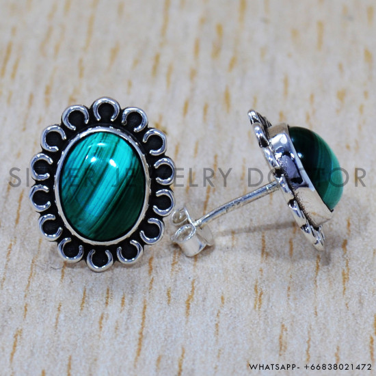 Malachite 925 Sterling Silver Earrings (SJWES-191) Malachite 925 Sterling Silver Earrings (SJWES-191)