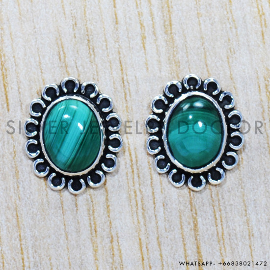 Malachite 925 Sterling Silver Earrings (SJWES-191) Malachite 925 Sterling Silver Earrings (SJWES-191)