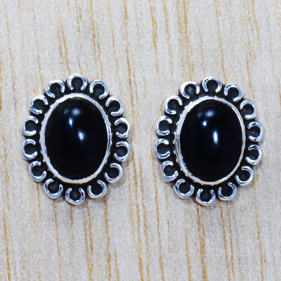 Amazing Look 925 Sterling Silver Jewelry Black Onyx Gemstone Stud Earring SJWES-197