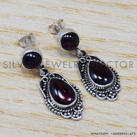 Garnet 925 Sterling Silver Earrings (SJWES-2) Garnet 925 Sterling Silver Earrings (SJWES-2)