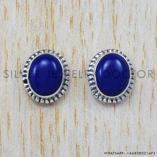 Lapis Lazuli 925 Sterling Silver Stud Earrings (SJWES-20) Lapis Lazuli 925 Sterling Silver Stud Earrings (SJWES-20)